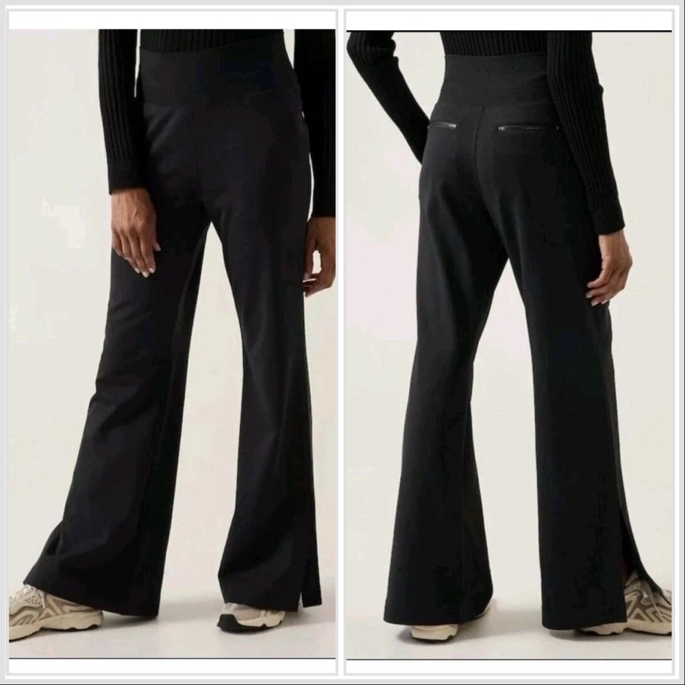 Athleta Venice Flare Pant Black 1X Wide Leg High Rise Pull-On Stretch Pants
